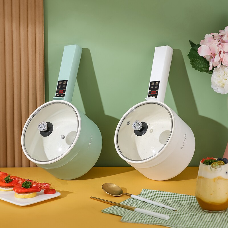 Quick cooking pot multifunction integrated pan small electric boiler Home small cooking saucepan Ceramic Glaze Small White Pan Dorm Room Student Pot