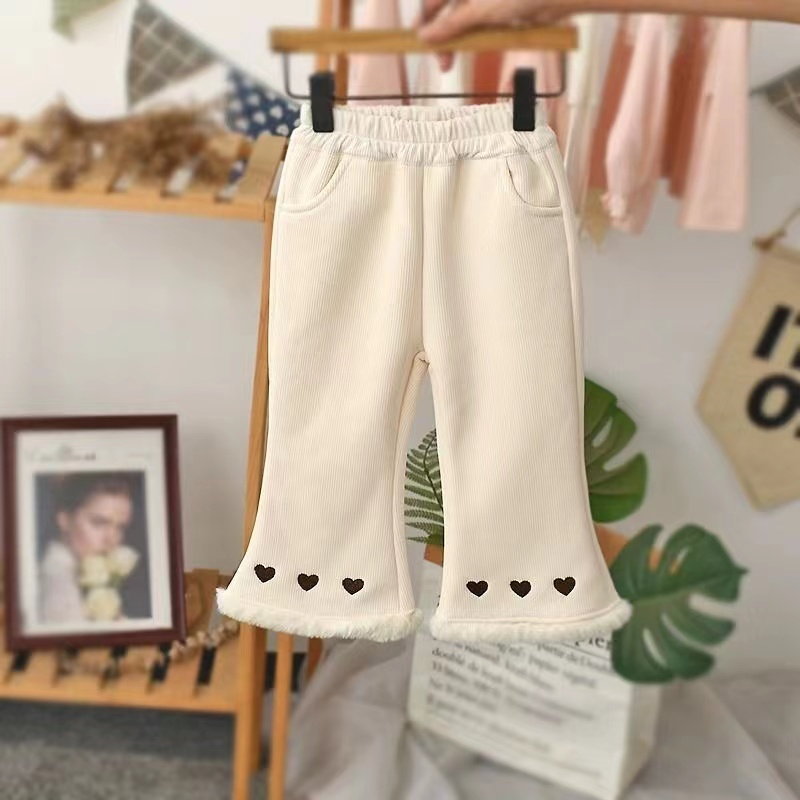 Girl Ga Suede Korean Version Autumn Winter Horn Pants Children Baby Outside Wearing Warm Pants Winter Ocean Qi Little Girl Long Pants-Taobao