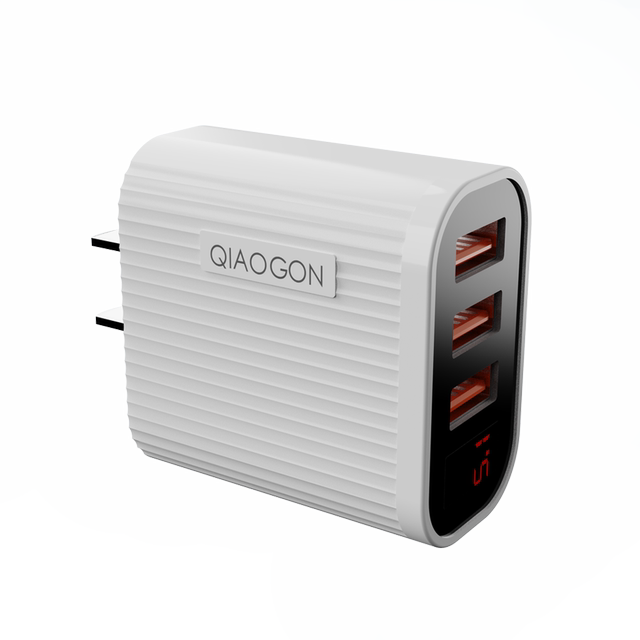 Universal Mobile Phone Charger Fast Charging 3Usb Smart Digital Display Android Huawei Phone Plug Vivo Xiaomi Oppo Flash Charging 5Atpyec Data Cable Apple Phone Charger Fast Charging Plug