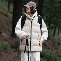 Vest womens spring autumn and winter outer wear warm vest vest jacket mens large size outdoor stand collar down cotton vest