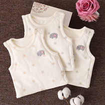 Newborn newborn spring autumns warm and thickened vest male and female baby Winter pure cotton sleeveless shoulder outside hitch
