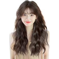 Wig womens long hair wool curly Hong Kong style retro natural fluffy human hair full head wig