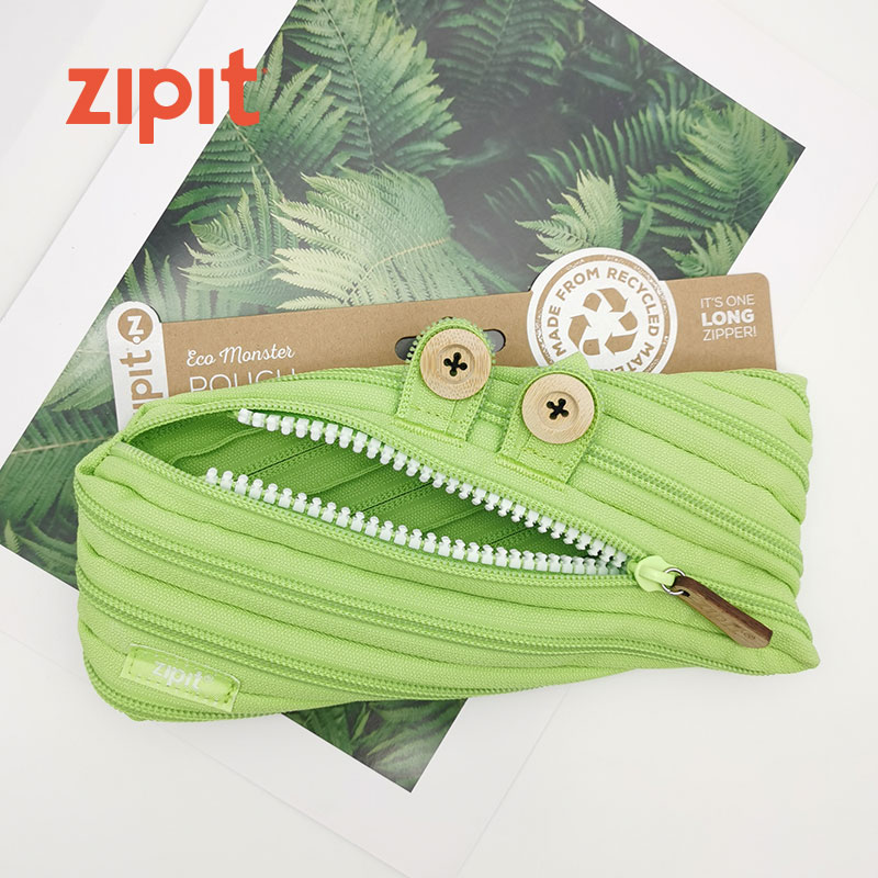 ZIPIT environmental protection material zipper pen bag creative student stationery funny pen box large capacity popular green healthy children's primary school stationery