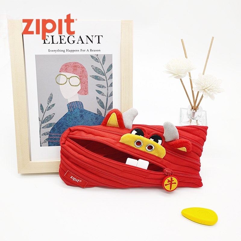 ZIPIT creative stationery cartoon cow zipper pencil case cow stationery student pencil case popular personality