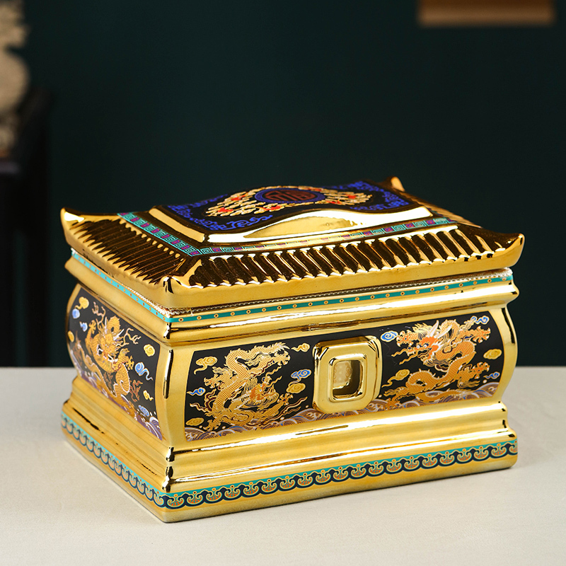 Jingdezhen Ceramic Urns, High-End Funeral Boxes, Unisex Funeral Supplies, Moisture-Proof Coffin Boxes, Urns for Reinterment