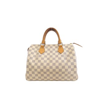 Second-hand lv louis vuitton women's bag b level 9 new azur speedy boston white checkerboard handbag
