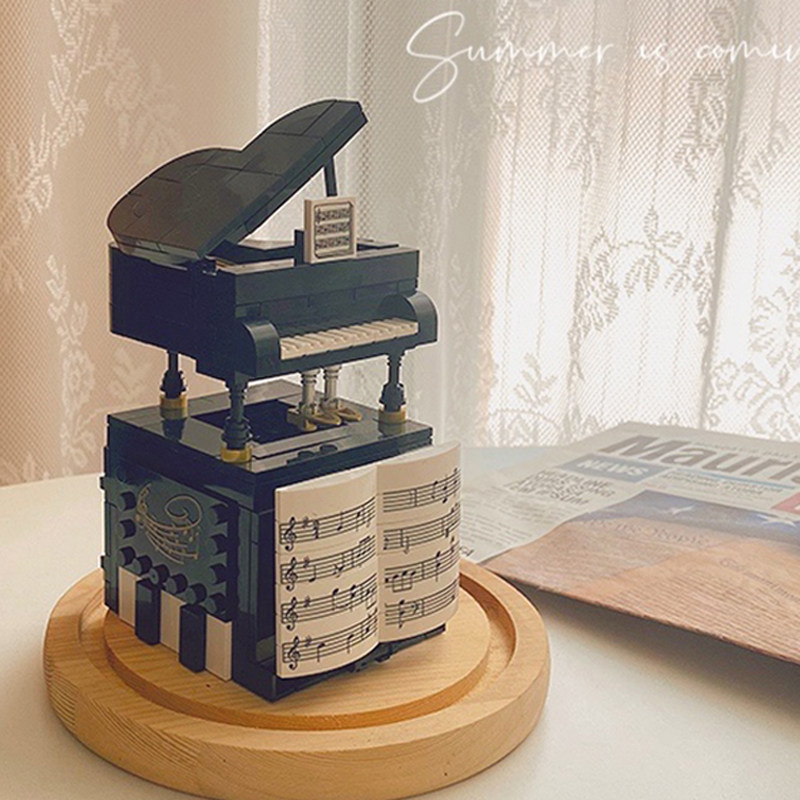 Piano model ornaments can play musical instruments Chinese building blocks girls series diy practical birthday gifts for girls