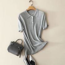 Naizaiga 100 cashmere striped solid POLO collar short