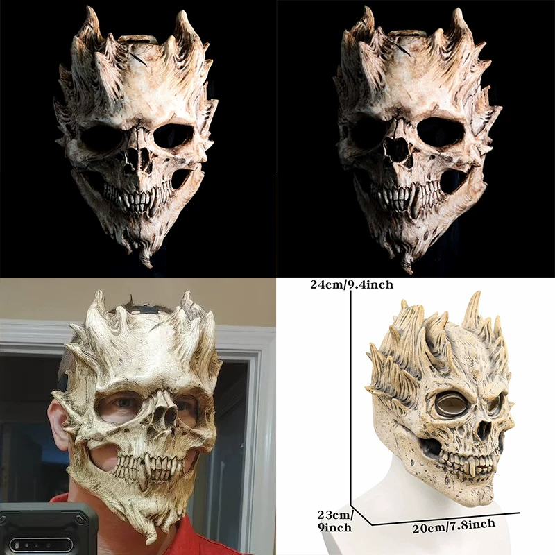[Halloween Mask Full Face Skull Masks Latex Head Cover]