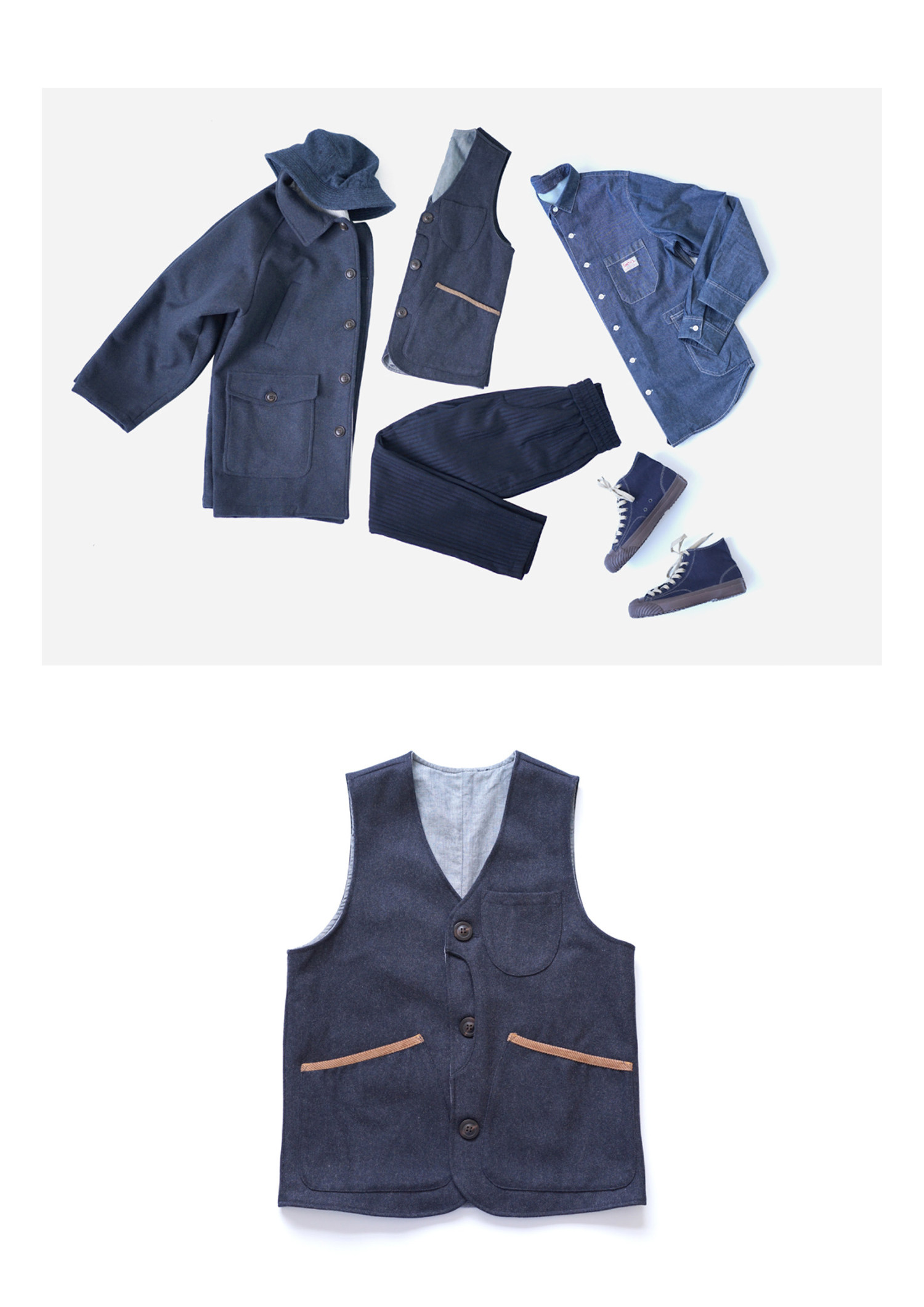 メルトンハンティングジレット素材ハンティングベストアミカーキ