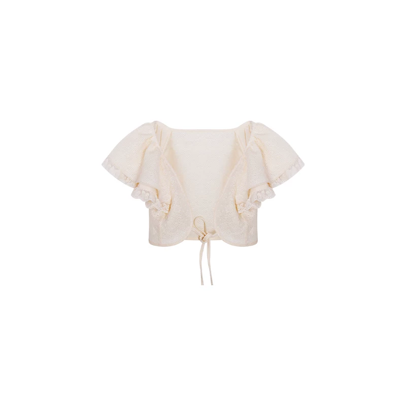 Summer apricot cloak, white dress, shorts, floral print
