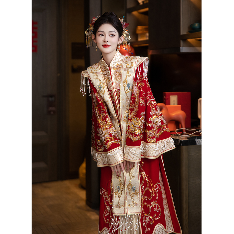 Xiuhe Dress Bride 2026 New Style Wedding Dress Velvet Ming-Style Hanfu Chinese Wedding Gown Phoenix Crown Shawl Wedding Attire Marriage Xiuhe Dress Bride 2026 New Style Wedding Dress Velvet Ming-Style Hanfu Chinese Wedding Gown Phoenix Crown Shawl Wedding Attire Marriage