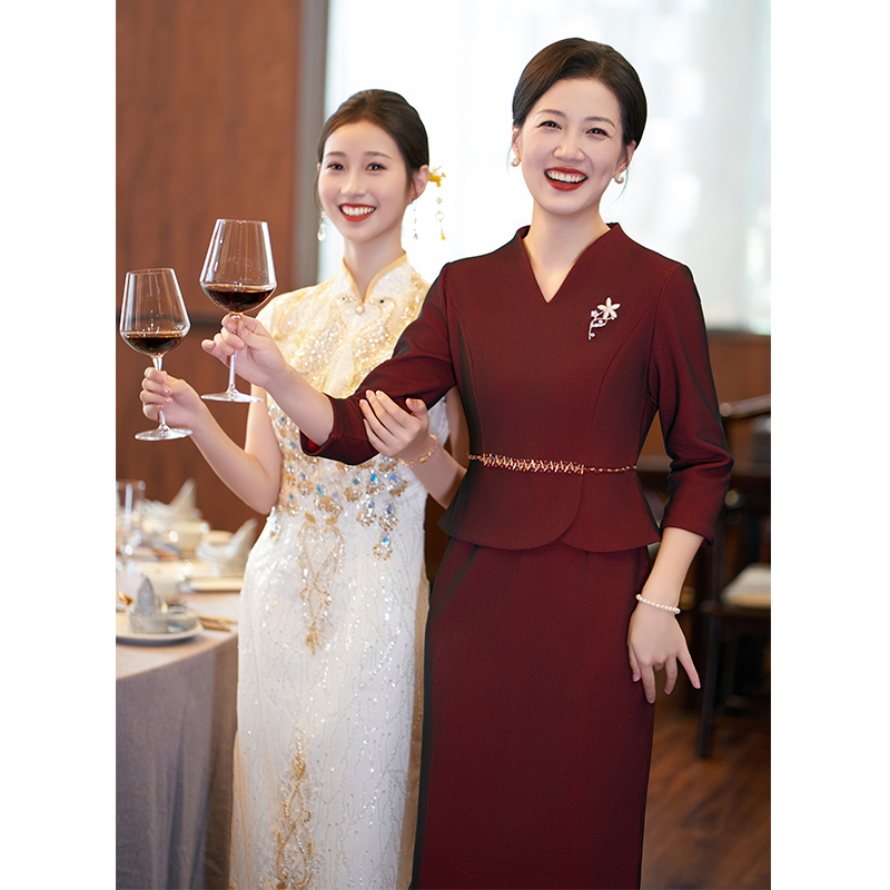 Happy mother-in-law qipao 2023 years mid-year Mom Costume Wedding Banquet Dress High-end Atmosphere Wedding Gown Wedding Gown Can Normally Wear-Taobao