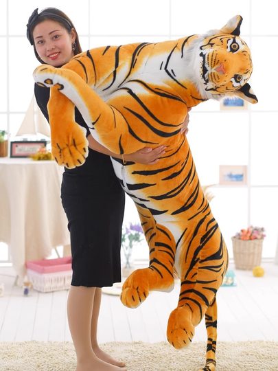 Plush Tiger Doll Pillow, Children's Birthday Gift, Cute Realistic Large White Tiger Stuffed Toy