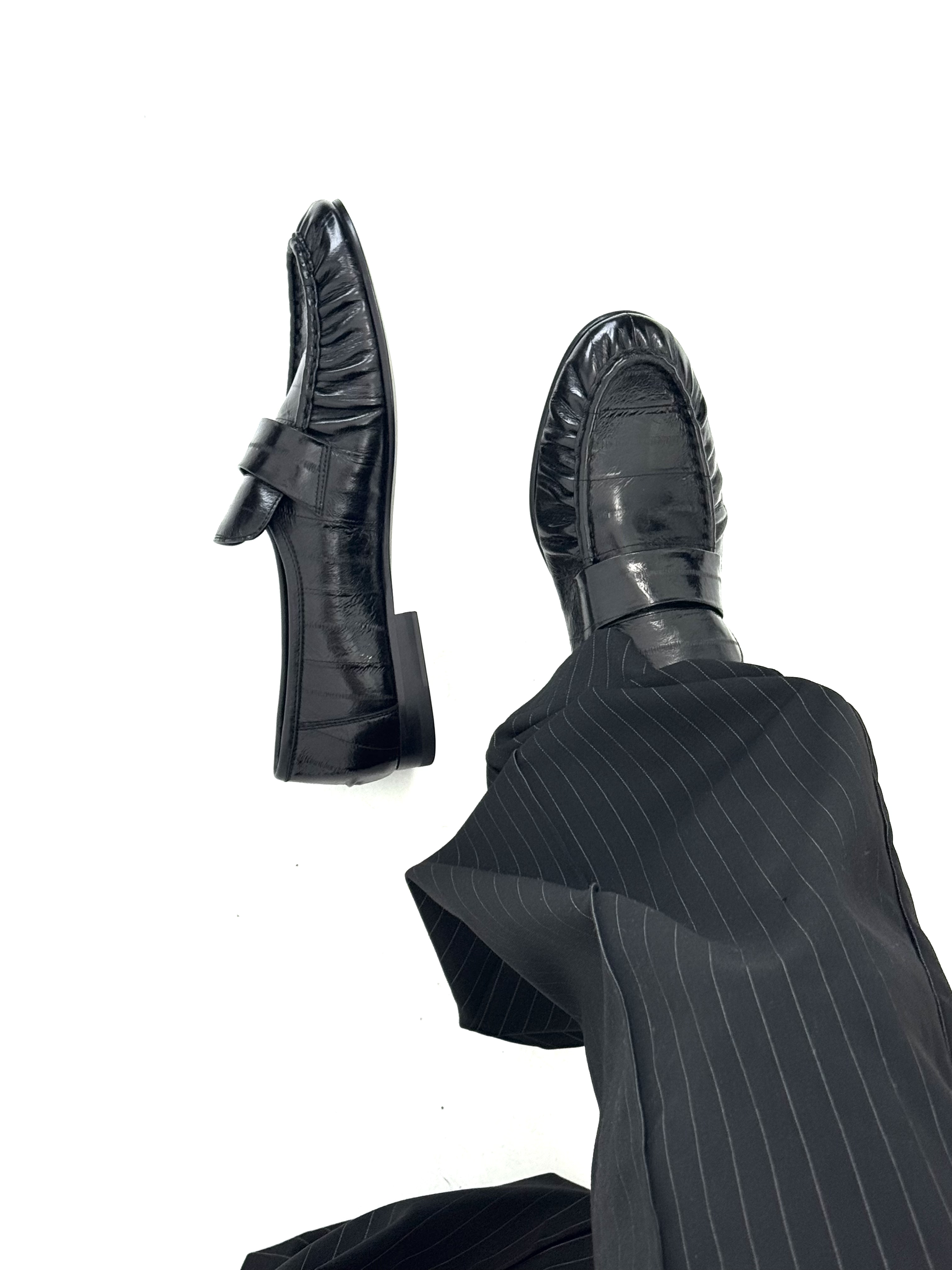 Kriisa TR style eel leather loafers with pleats and genuine leather outsole