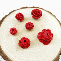 Cinnabar Carved Rose Lotus Back Cloud Handmade DIY Jewelry Accessories Bracelet Buddha Beads Bodhi Gourd Accessories