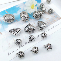 Tibetan Silver Hollow Peach Heart Back Cloud Buddha Beads Jewelry Handmade DIY Accessories Tibetan Xingyue Bodhi Bracelet Accessories