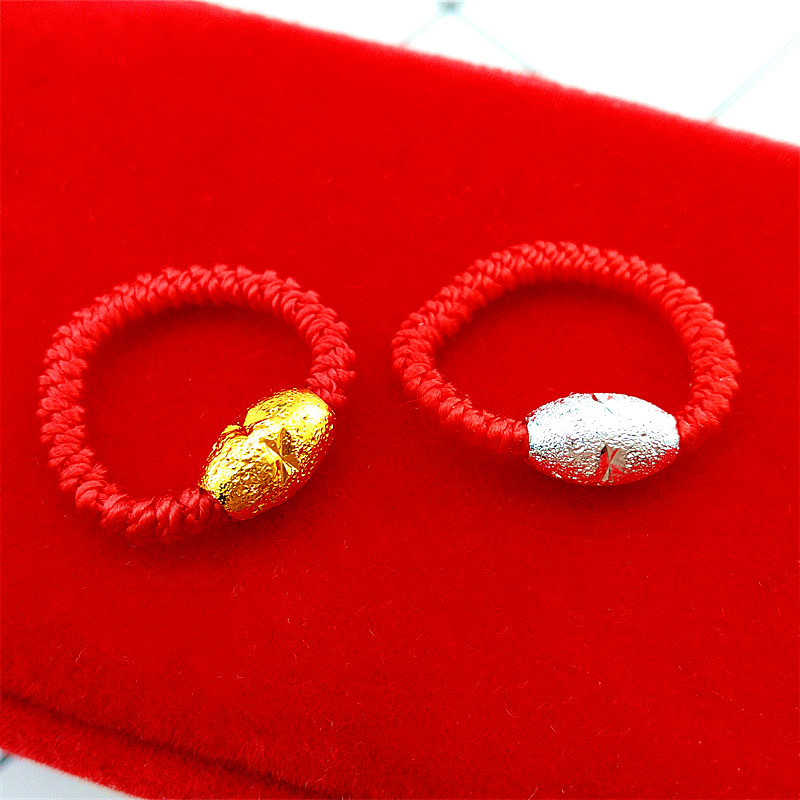 Birth year red rope ring handmade red rope braided transfer beads ring men and women couple rings