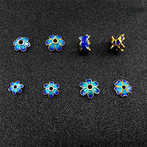 Pure copper gold-plated burnt blue cloisonne torus torus accessories lotus double-sided torus bracelet DIY jewelry accessories