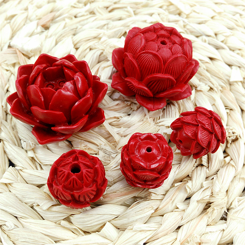 Cinnabar Carved Big Lotus Car Hanging Accessories Bracelet Accessories DIY Xingyue Bodhi Buddha Beads Cinnabar Pendant