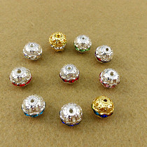 8mm10mm flower hat rhinestone ball DIY handmade rhinestone with beads colorful rhinestone ball separated beads loose bead bracelet accessories