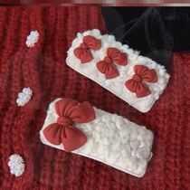 Lamb hair clip red butterfly knot at large princess bb clip sweet and cute and cute card hair suede autumn winter hair accessories