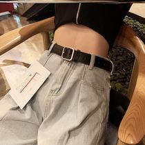 Belt female summer soft Korean version of retro Joker with hole men with jeans suit pants Joker decorative brown and yellow belt