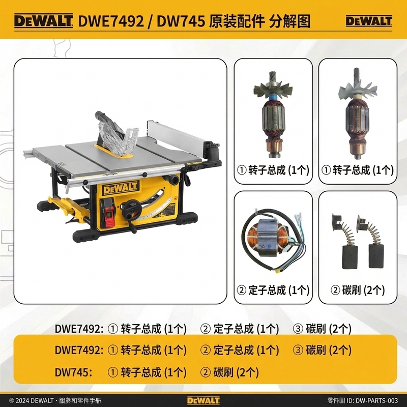 Dewalt Table Saw Dwe7492 Rotor Stator Carbon Brush Switch Guard Guide Dw745 Accessories Anti-Rebound Ratchet Claw Dewalt Table Saw Dwe7492 Rotor Stator Carbon Brush Switch Guard Guide Dw745 Accessories Anti-Rebound Ratchet Claw