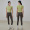 Lily green top + khaki brown pants, smooth pants, skin-friendly and slimming