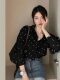 French-Style Black Polka Dot Shirt for Women, Spring and Autumn, Petite Long-Sleeve Shirt, Loose Fit, Slimming Design, Unique Top