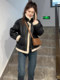 Fur-in-one sherpa jacket for women in autumn and winter plus velvet and thickened outer wear warm motorcycle jacket small short jacket
