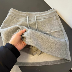 Gray A-Line Skirt for Women, Summer High-Waisted Short Skirt That Covers the Hips, Slimming, Casual Sports Skirt for Autumn