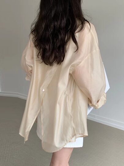 White sun protection clothing for women 2026 new shirt jacket cardigan summer long-sleeved top thin Tencel shirt