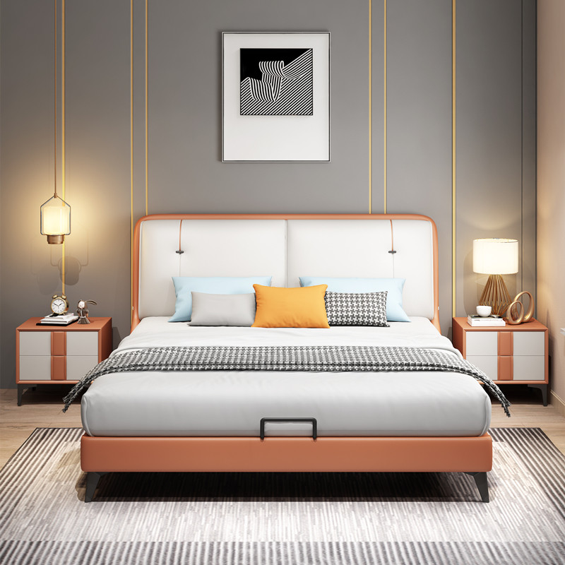 Italian minimalist technology fabric bed Nordic modern minimalist double 18 meters light luxury master bedroom queen bed wedding bed fabric bed