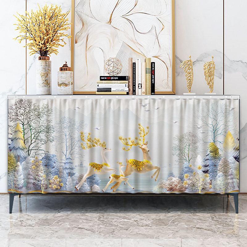 Kitchen overall cabinet curtain curtain Velcro cabinet sundries dust-proof door curtain cloth curtain TV cabinet coffee table ugly curtain