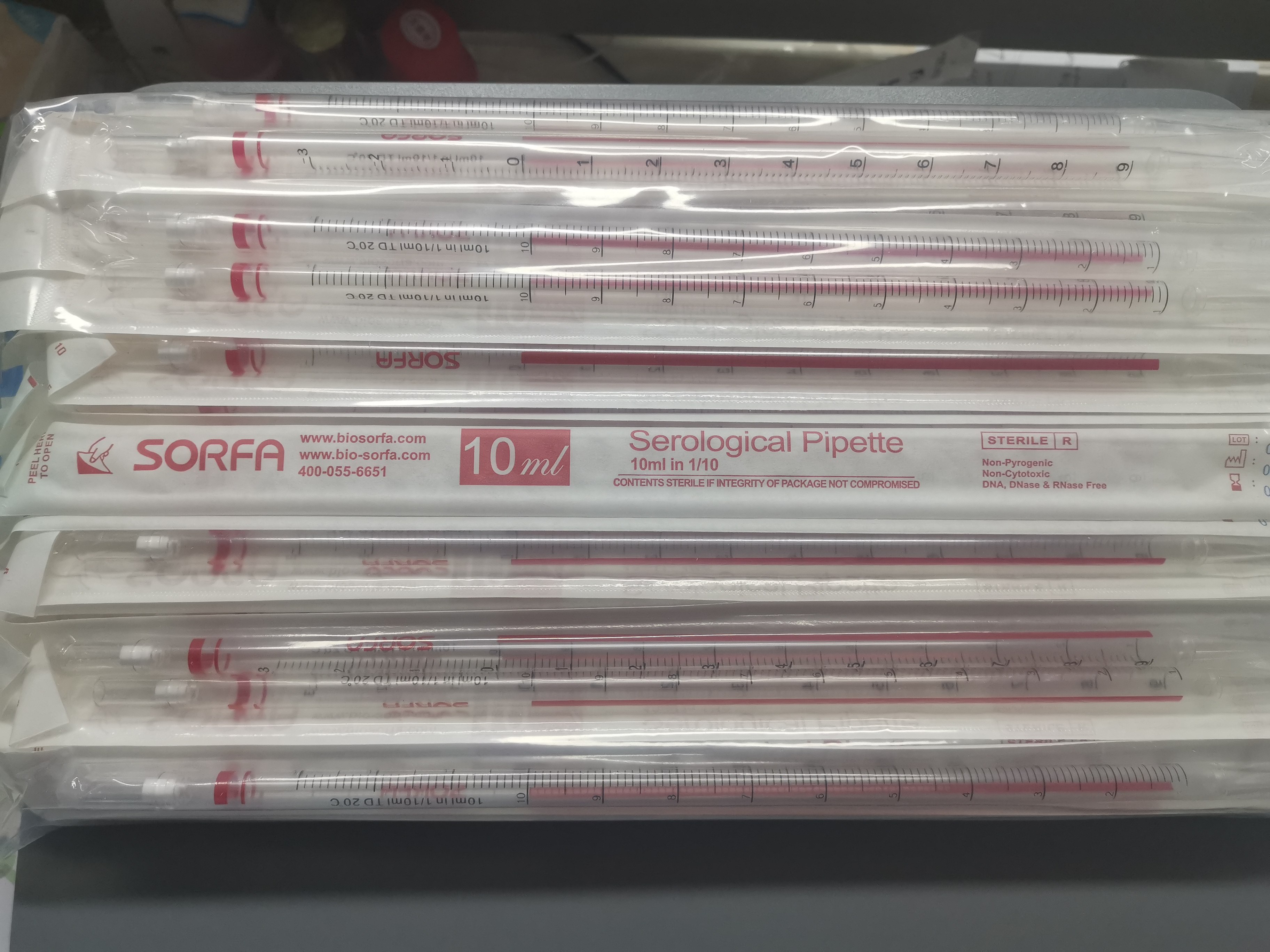 SORFA硕华一次性塑料耗材5ml10ml25ml50ml血清移液管灭菌带色标独