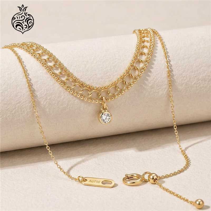 Lapomellia 18K Gold Double-Layer Chain Bracelet for Women with Diamond Pendant, Luxurious and Stylish Jewelry Lapomellia 18K Gold Double-Layer Chain Bracelet for Women with Diamond Pendant, Luxurious and Stylish Jewelry