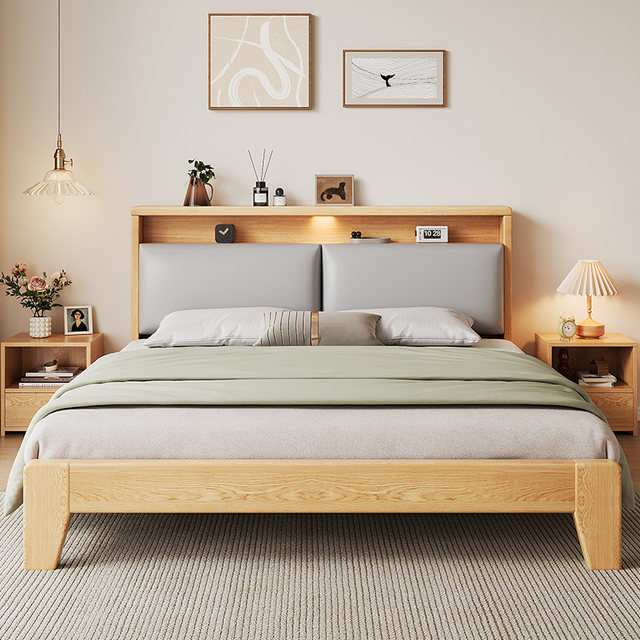 ຕຽງນອນໄມ້ແຂງທີ່ທັນສະໄຫມແບບງ່າຍດາຍ 1.8m ຫ້ອງນອນຫ້ອງເຊົ່າ double bed room for small apartment 1.5m single bed frame