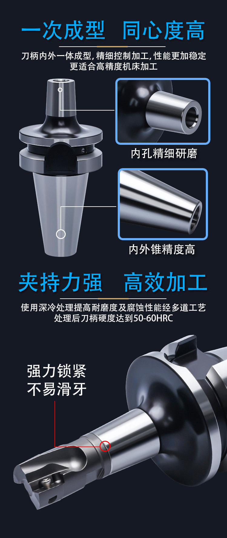 cnc加工/铣床 锁牙式刀柄 数控cnc 高精度可换式锁牙刀头 防抗震刀柄bt30 40 50 Dinquan