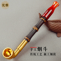 Pipe men with filter portable wood old-fashioned large cigarette pot tobacco tobacco tobacco tobacco large drought tobacco
