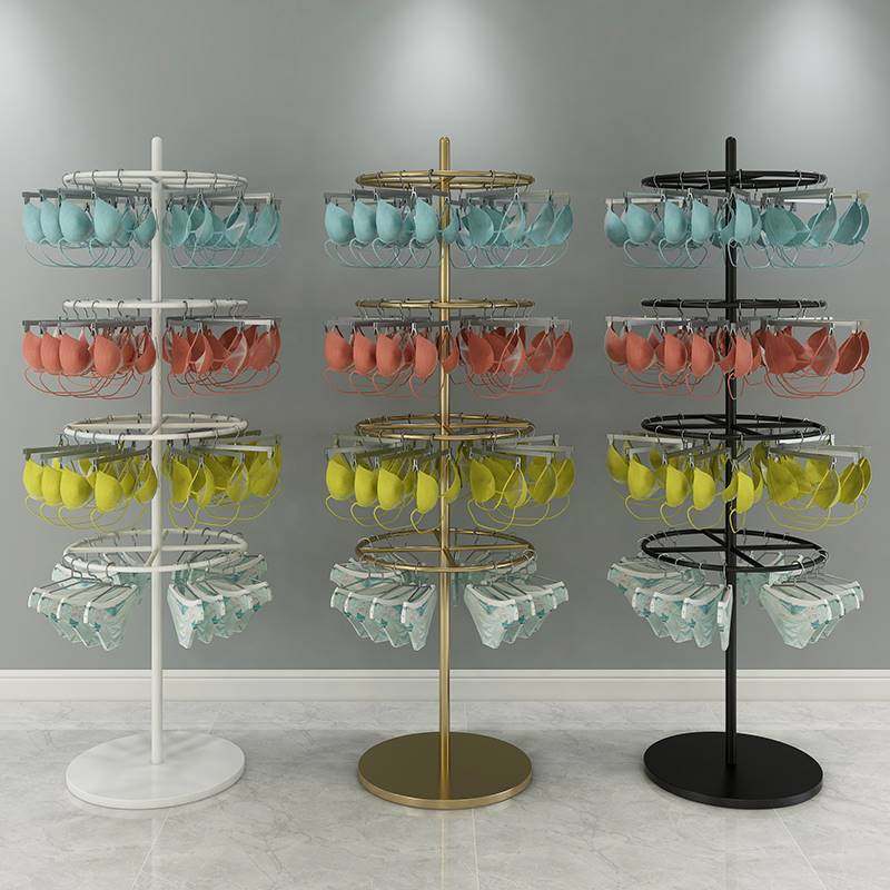 Underwear and underwear display stand shorts multi-functional central island shelf golden floor-to-ceiling shopping mall round rotating bra stand