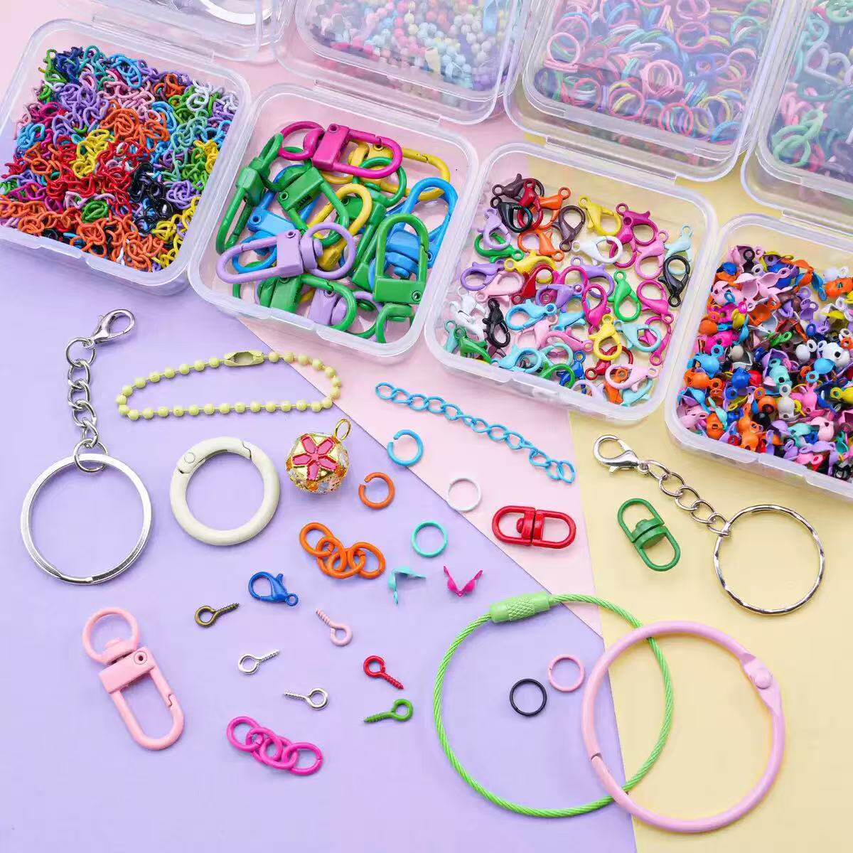 Pindu DIY Keychain Metal Accessories Wire Ring Door Buckle Silicone Leather Cord Pendant Snap Ring Small Bell Spring Buckle