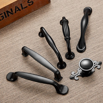 Matt black aluminum alloy black handle American Nordic modern simple solid drawer cabinet wardrobe door handle handle