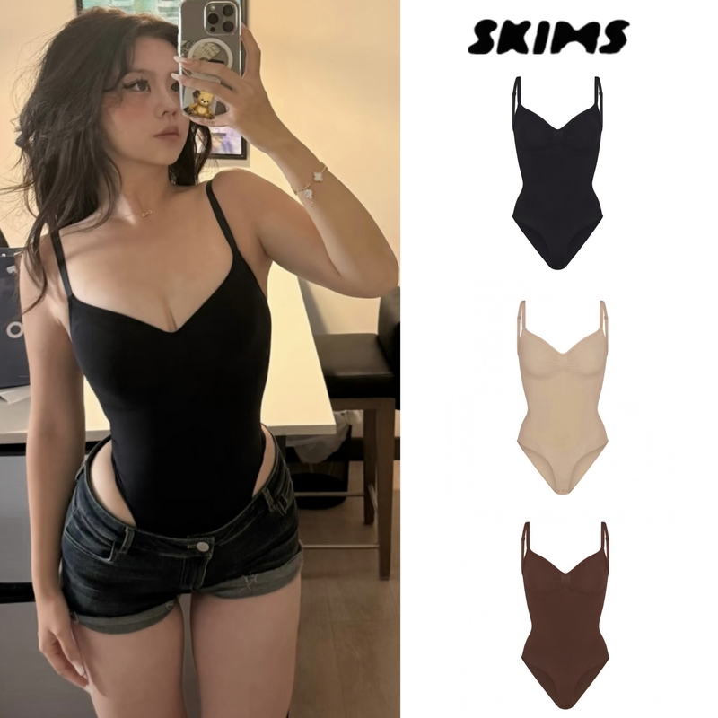 Skims Kardashian Style Sexy Seamless Shapewear Bodysuit for Women with Waist and Tummy Control, Triangle Hip-Hugging Thong Skims Kardashian Style Sexy Seamless Shapewear Bodysuit for Women with Waist and Tummy Control, Triangle Hip-Hugging Thong