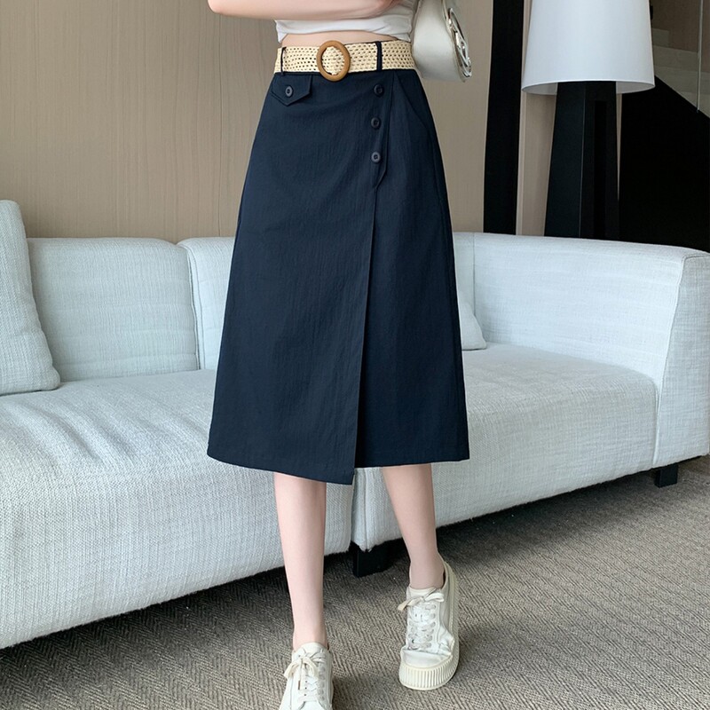 Plus-Size Summer Elastic Waist High-Waisted Slimming A-Line Capri Skirt Pants for Women, Korean Style Front Skirt and Back Pants Half Skirt Pants Plus-Size Summer Elastic Waist High-Waisted Slimming A-Line Capri Skirt Pants for Women, Korean Style Front Skirt and Back Pants Half Skirt Pants