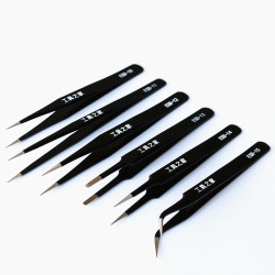 Small Tweezers Tool Anti-Static Stainless Steel Pointed Tip Bent Tip Bird's Nest Hair Removal Electronic Repair Kit