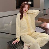 Italian soft pajamas women autumn and winter 21 new net red temperament thickened warm home clothing ins tide