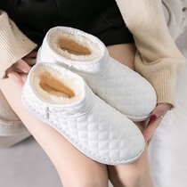 Japanese Short Barrel Snowshoeing Boots Woman Winter New Non-slip One Foot Pedal Cotton Shoes Plus Suede Thickened Waterproof Short Boots Bread Shoes