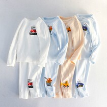 Japanese plus gear Boneless Children Warm Underwear Suit Mens Baby Pure Cotton Wool Autumn Clothing Pants No Fluorescent Spring Autumn Winter