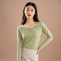 Japanese no-scratched self-heating thermal underwear Female suit thickened with velvety single-piece blouses with bottom and autumn clothes autumn and winter